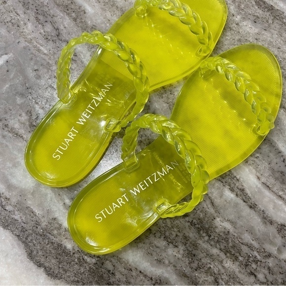 NWOT Stuart Weitzman Neon Electric Lime Braida Sawyer Jelly Sandals Size 9 - Picture 8 of 11